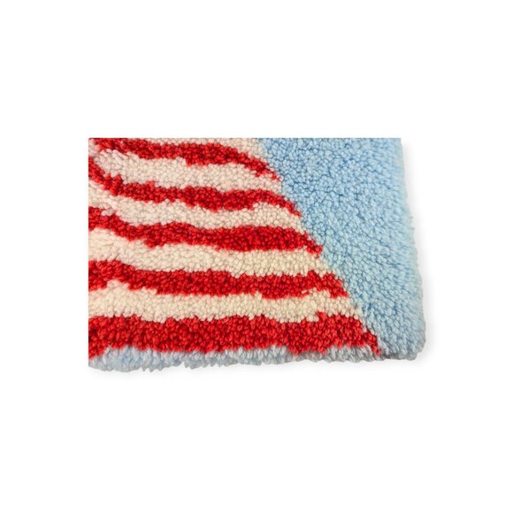 Vintage Handmade Latch Hook Rug USA Flag Patriotic 27" x 20" - Picture 4 of 9